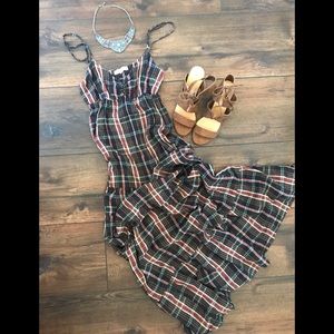Vintage Plaid Maxi Dress